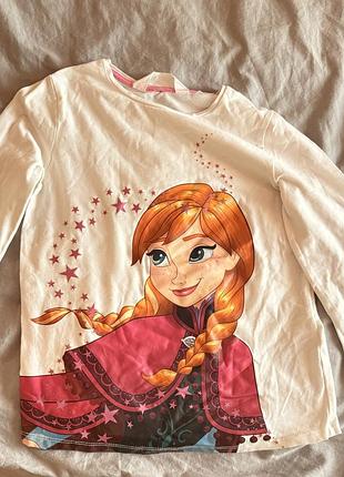 Дитячий бавовняний лонгслів для дівчинки «анна. крижане серце» (disney frozen)