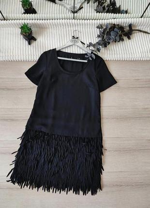 Комбинированное платье с бахромой color block p s