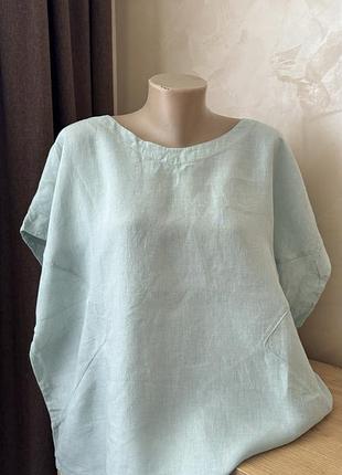 Сорочка короткий рукав льон мʼятний колір xl xxl