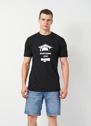 Футболка мужская черная с принтом "выпускник", 2xl