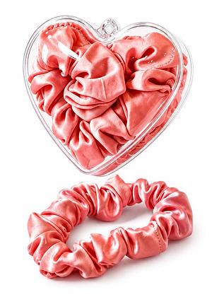 Шовкова резинка для волосся 100% silk у подарунковій коробці-серці, шириною 2 см (мідний)