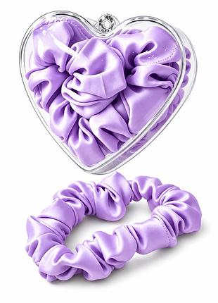 Шовкова резинка для волосся 100% silk у подарунковій коробці-серці, шириною 2 см (лавандовий)