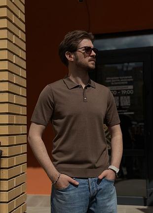 Massimo dutti  трикотажна футболка поло в коричневому кольорі. дуже приємний матеріал до тіла.