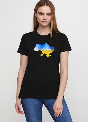 Футболка женская черная с принтом "home", xl