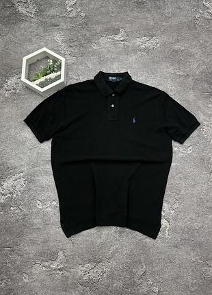 Поло polo ralph lauren оригінал чорне футболка теніска ральф лорен з фіолетовим логотипом