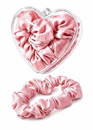 Шовкова резинка для волосся 100% silk у подарунковій коробці-серці, шириною 2 см (блідо-рожевий)