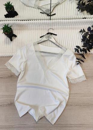 Футболка с кружевом shein p m