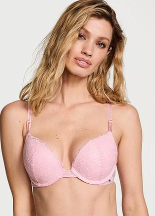 Мереживний бюстгальтер пуш-ап victoria’s secret pretty blossom • рожевий бра 34b новий оригінал