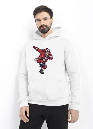 Худі чоловіче біле з принтом "танцюючий санта", 3xl