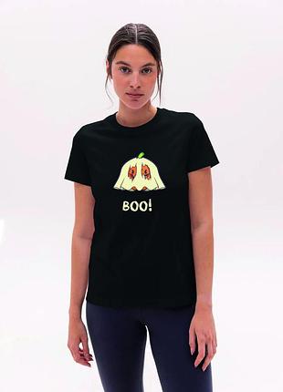 Футболка женская черная с принтом "boo", xl