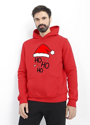Худи мужское красное с принтом "ho-ho-ho", m