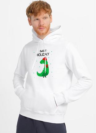 Худі чоловіче біле з принтом "sweet holiday (dragon)", l
