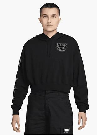 Худі унісекс nike sportswear club fleece oversized graphic crop black hj0925-010 s l