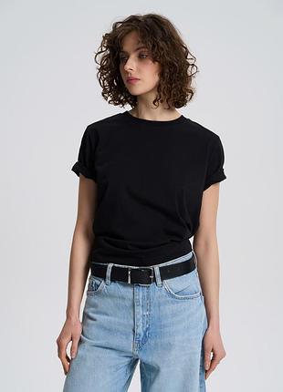 Футболка женская однотонная черная, 2xl