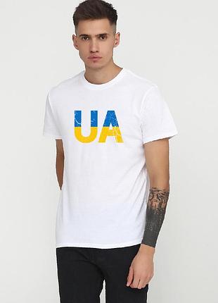 Футболка мужская белая с принтом "ua", l