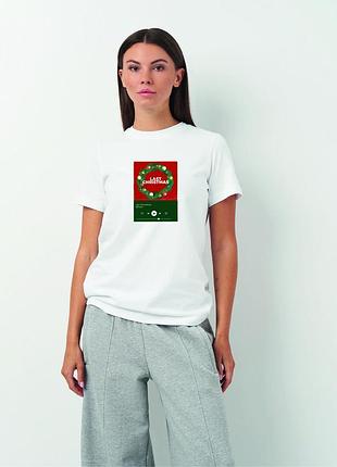 Футболка женская белая с принтом "christmas", 2xl
