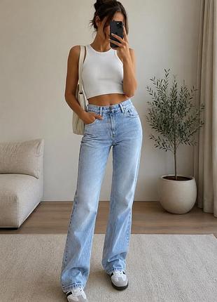 Джинси straight high stradivarius xs блакитні
