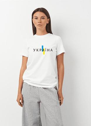 Футболка жіноча біла з принтом "україна", xl