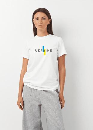 Футболка женская белая с принтом "ukraine", 2xl