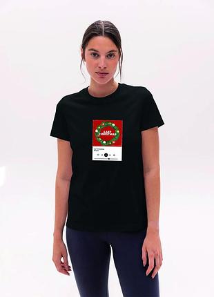 Футболка женская черная с принтом "christmas", 2xl