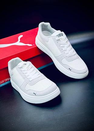 Білі чоловічі кросівки puma classic – стильне повсякденне взуття 40–45 мужские кеды белые пума класика