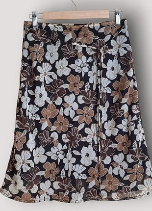 Юбка h&amp;m миди с подкладкой, цветочный принт, размер eur 38 (m)