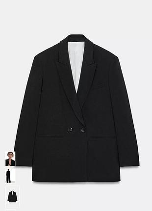 Оверсайз широкий чорний піджак з лацканами від zara,