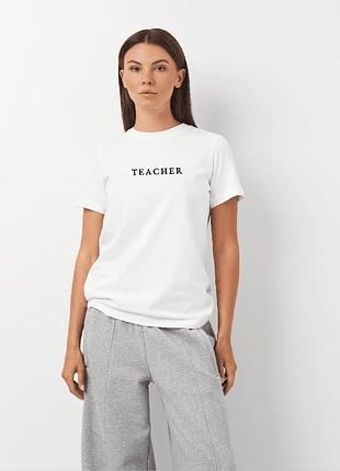 Футболка женская белая с принтом "teacher", xl