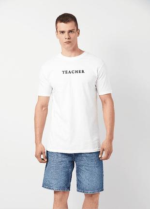 Футболка мужская белая с принтом "teacher", 3xl