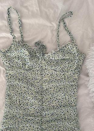 Сукня вкорочена жіноча h&m біла з квітковим принтом