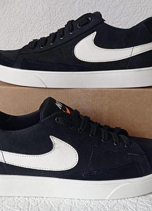 Nike sb blazer чоловічі чорні кеди натуральний нубук кросівки біла підошва 41,42,44 розм 42, літо весна осінь