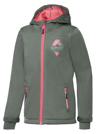 Куртка softshell водовідштовхувальна та вітрозахисна для дівчинки crivit bionic-finish® eco 358145 134-140 см (8-10 years) хакі