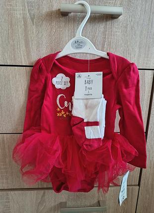 Дитячий боді колготи святковий набір і для дівчинки george р.6/9дуже крутий та стильний