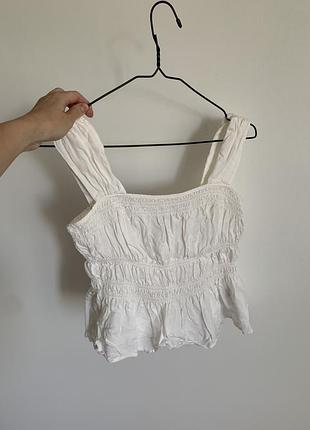 Білий жатий топ h&m