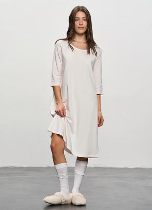 Ночная рубашка женская молочная с сердечками, 4xl