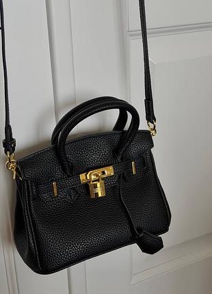 Жіноча сумка birkin чорна шкіряна 20