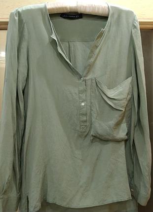 Zara woman (xs). блуза мятная, шелк