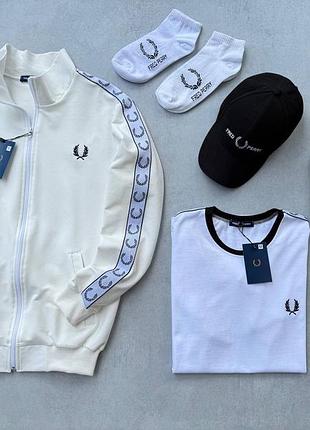 Спортивный костюм мужской набор fred perry белый/молочный s / m / l / xl / xxl