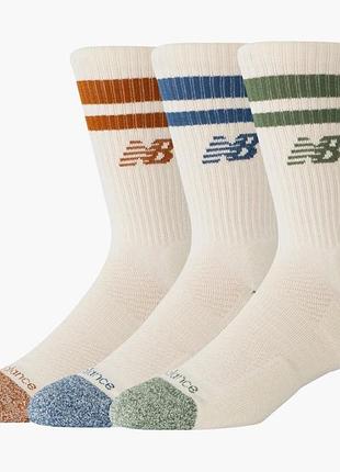 Шкарпетки чоловічі new balance active lifestyle striped crew socks (3 пари) beige las35210as3