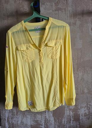 Яскрава жовта сорочка блуза superdry vintage (розмір s) / легка літня сорочка
