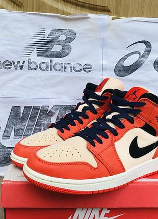 Кросівки nike air jordan 1 retro mid se orange баскетбольні шкіряні