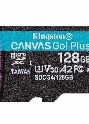 Карта пам'яті microsdxc (uhs-1 u3) kingston canvas go! plus 128gb class 10 a2 v30 (r200mb/s)