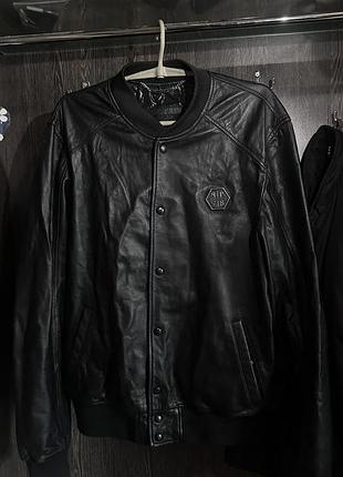 Орігінальна кожана куртка філіпп плейн philipp plein leather jeacket