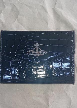 Кошелек - картхолдер "vivienne westwood" черный с серебряным логотипом, на магните