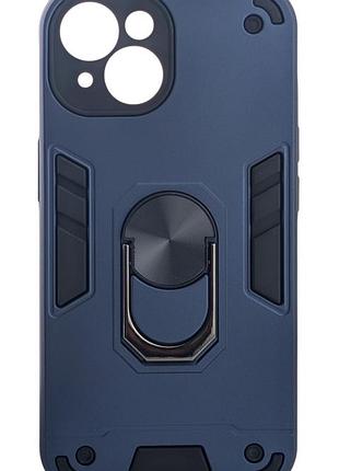 Чехол armored ring для apple iphone 15 противоударный с подставкой кольцо синий