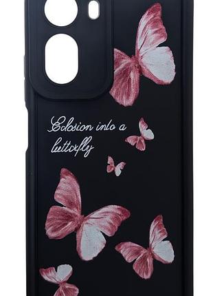 Чехол shock case print для телефона xiaomi redmi a7 pro 4g бампер силиконовый черный с рисунком бабочки
