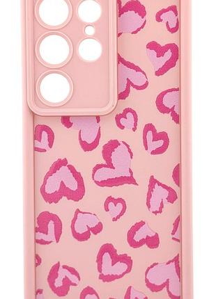 Чохол shock case print для телефона samsung galaxy s25 ultra бампер силіконовий рожевий з малюнком серця