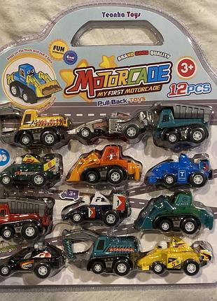 Іграшка yeonha toys run-back vehicles, 12 мініатюрних будівельних машинок та гоночних автомобілів для дітей.