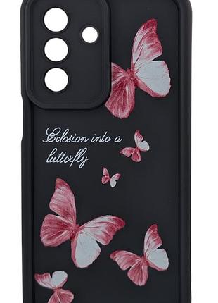 Чохол shock case print для телефона samsung galaxy a27 / a276 бампер силіконовий чорний із малюнком метелики