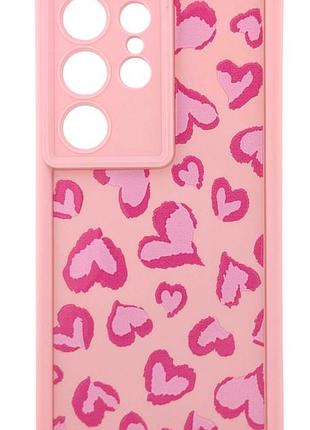 Чехол shock case print для телефона samsung galaxy s24 ultra бампер силиконовый розовый с рисунком сердца